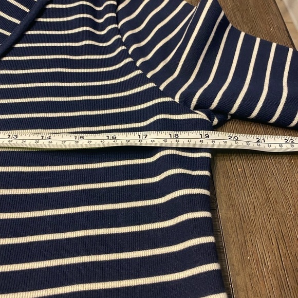 Chaps women stripe long cardigan navy blue and white size large career business - Picture 9 of 9